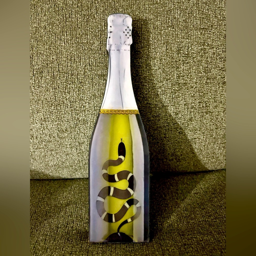Snake bottle table top decor, wooden